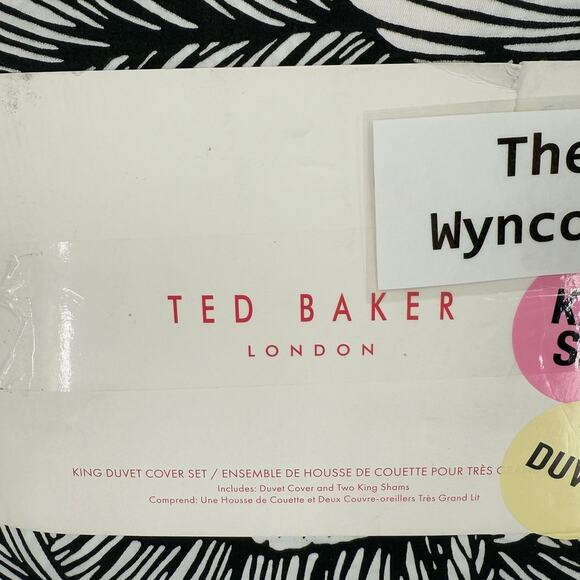 NEW Ted Baker Vietnm Floral Pink/White/Black Cotton KING Duvet Cover Set - Picture 2 of 5